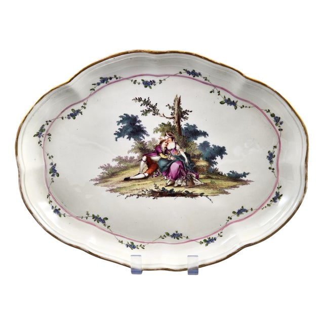 Antique Marseille Porcelain Tray by Joseph-Gaspard Robert, 1700s For Sale