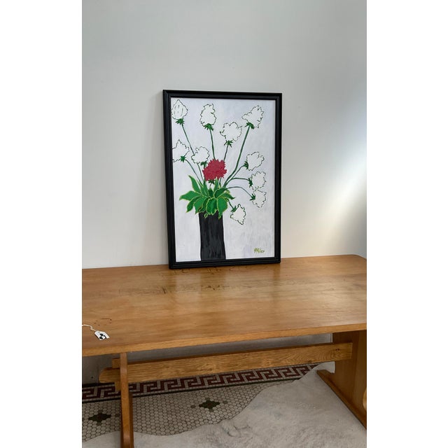 Contemporary White Flowers in Black Vase Original Painting For Sale - Image 3 of 5