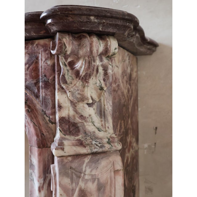 Antique Marble Trois Coquilles Fireplace in Violet de Villette For Sale - Image 4 of 18