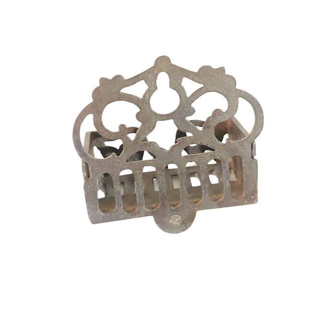 Antique Victorian C1800 Iron Match Stick Holder Safe Wall Mount Floral Leaf For Sale - Image 4 of 4