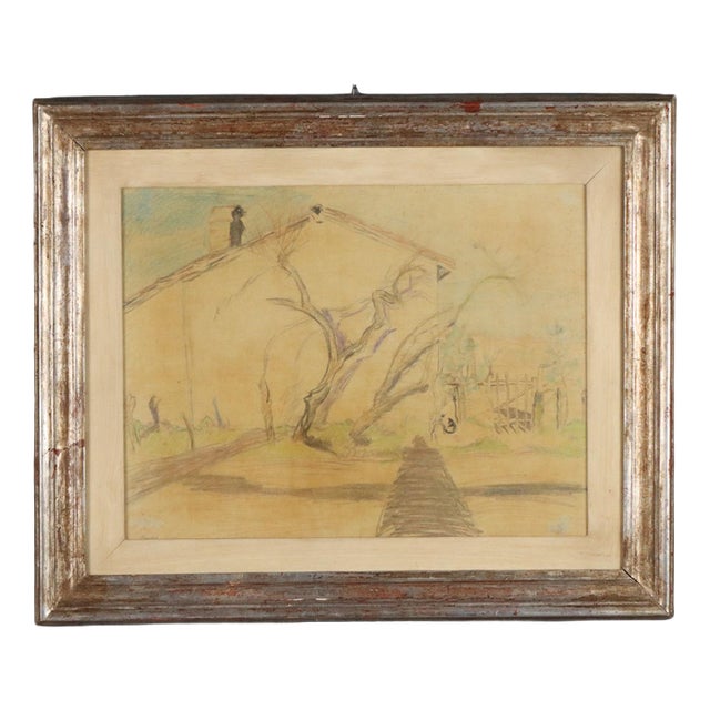 Mario Cavaglieri, Countryside View, Pencil on Paper on Canvas For Sale