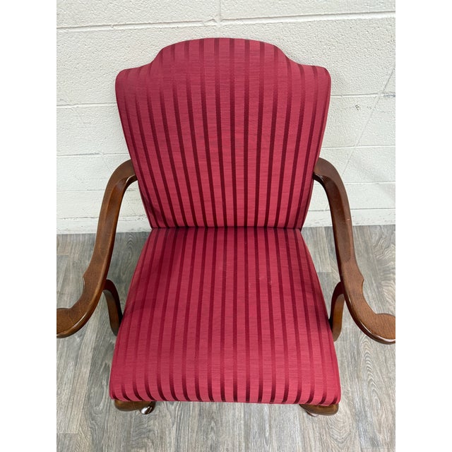 Vintage 1995 Ethan Allen Queen Anne Wingback Lounge Chair With Ottoman For Sale - Image 9 of 18