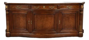 Karges French Regency Louis XVI Carved Walnut and Parcel Gilt Sideboard or Bar Cabinet