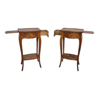 French Marquetry Lamp Tables, 1920, Set of 2 For Sale