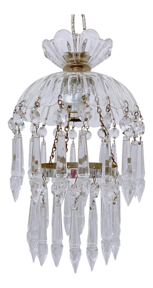Vintage 1920s Layered Chandelier With Cut Glass Dish