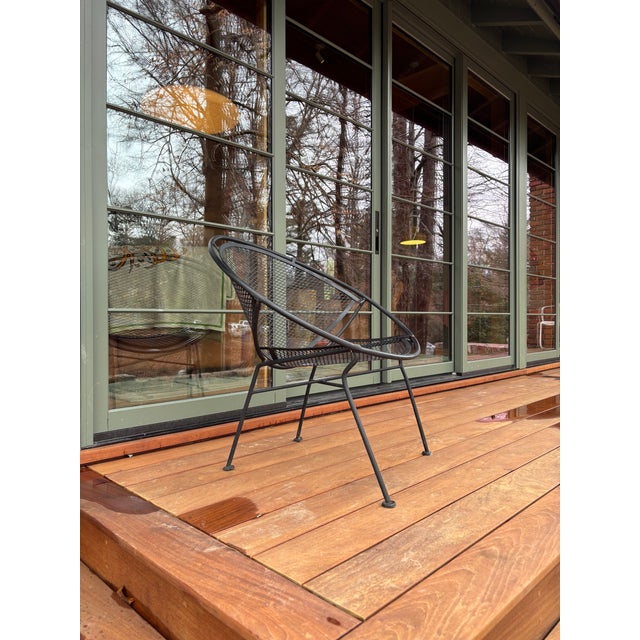 true lounger, heavy iron frame with metal mesh seat and back. Dimensions: W: 30″ D: 27.75″ H: 32″ SH: 16.5″ no maker’s...