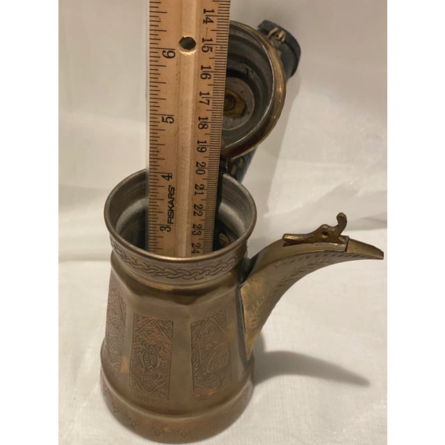 Mid 20th Century Vintage Dallah Copper Brass Arabic Islamic Middle Eastern Coffee Tea Pots- Set of 3 For Sale - Image 5 of 13
