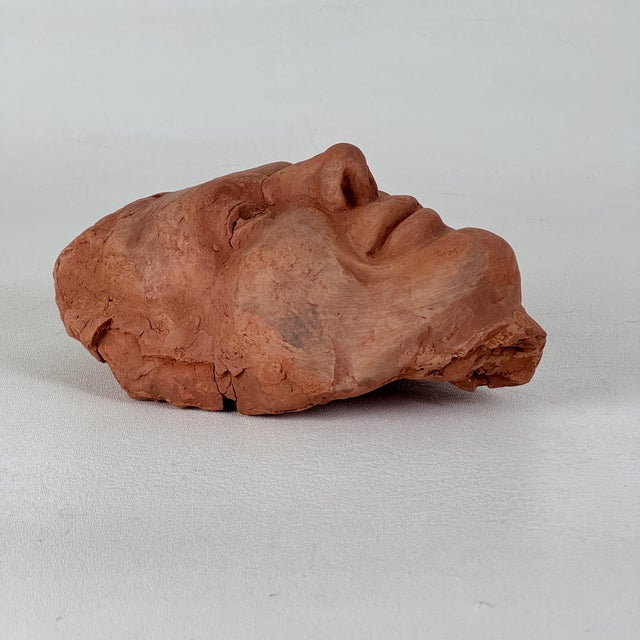 Marvelous Vintage Terracotta Face Bust Sculpture of a Stately & Enigmatic Man For Sale - Image 4 of 7
