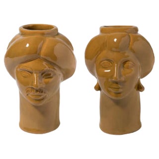 Solimano & Roxelana Figures, Small • Sabbia Falconara from Crita Ceramiche, Set of 2 For Sale
