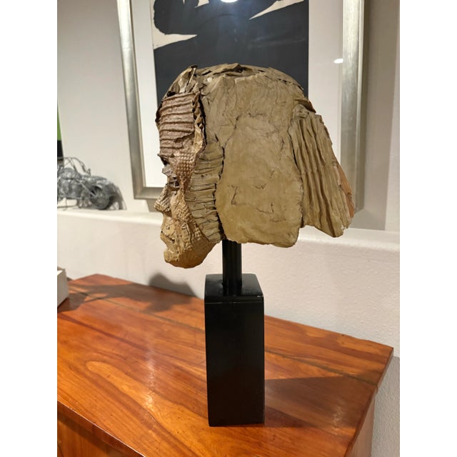 1970s Vintage Hand-Made Paper Construction Sculpture of a Female Head by Artist Betty Klavun, 21.5” High For Sale - Image 5 of 10