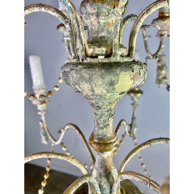 Distressed Twelve Light Chandelier by Melissa Levinson, Wood & Iron For Sale - Image 9 of 17