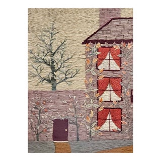 Massive British Woolwork Picture of a Country House For Sale