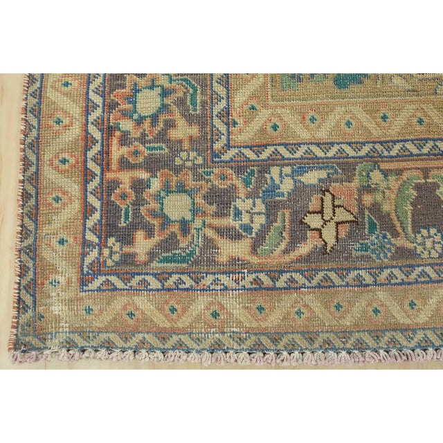 Tabriz Rug 4'9'' X 8'5'' Pink Wool Vintage Distressed Hand-Knotted Carpet For Sale - Image 11 of 14