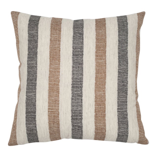 Knotted Stripe Charcoal 22x22 Pillow For Sale
