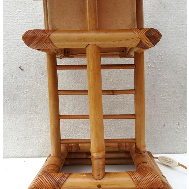 Bamboo Rattan Pagoda Table Lamp, Italy, 1990s For Sale - Image 11 of 18