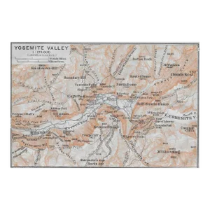 1909 Antique Map of the Yosemite Valley