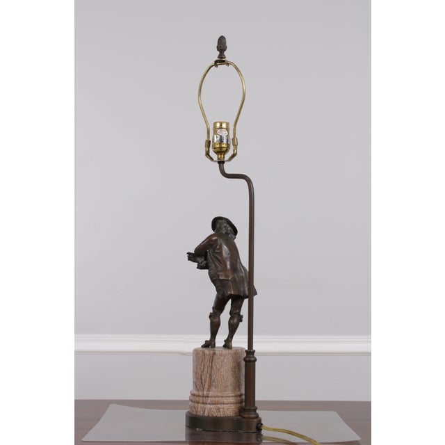 Traditional Theodore Alexander Bronze Sculpture of Man Table Lamp For Sale - Image 3 of 16