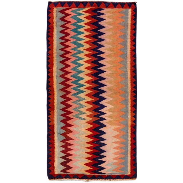 1960s Vintage Turkish Kilim Multicolor Handmade Geometric Wool Rug For Sale - Image 10 of 10