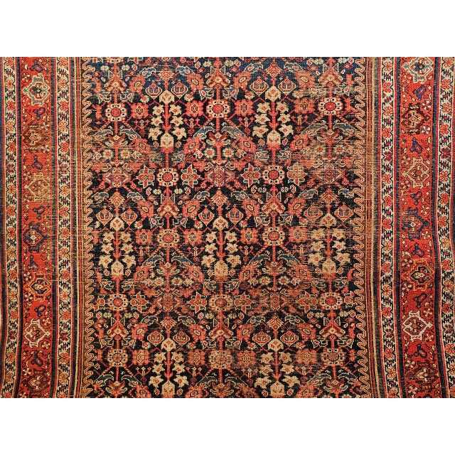 Antique Persian Malayer Gallery Rug, Hand-Knotted Wool, Geometric Pattern, 6x12, Navy & Red For Sale - Image 10 of 14
