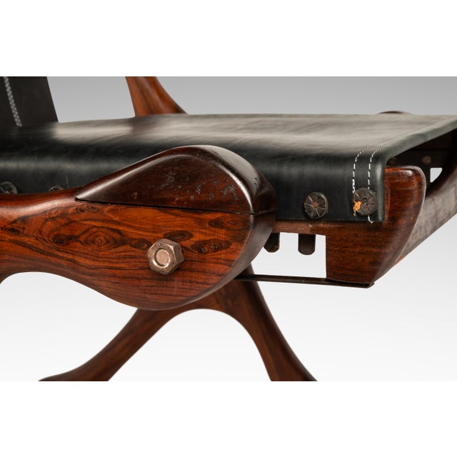 Rare Restored Mid-Century Modern "Sloucher" Sling Chair in Rosewood & Leather Attributed to Don S. Shoemaker for Señal Furniture, C. 1960s For Sale - Image 11 of 18