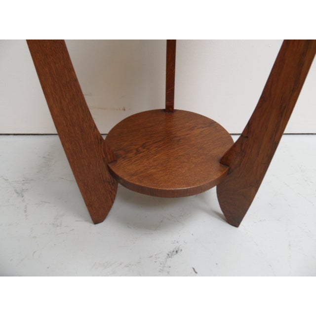Art Deco Round Oak Side Table, 1890s For Sale - Image 3 of 9