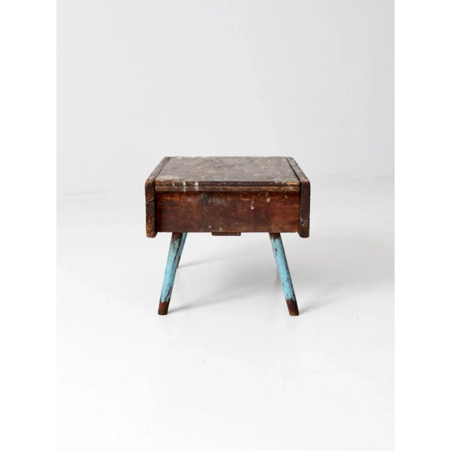 American Vintage Rustic Low Stool For Sale - Image 3 of 10