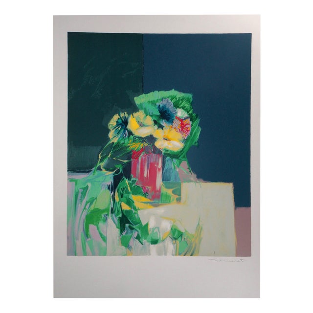 Claude Hemeret, Yellow Bouquet, Lithograph For Sale