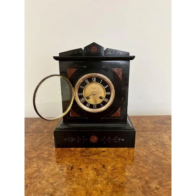 Late 19th Century Antique Victorian Marble Clock, 1890 For Sale - Image 5 of 6