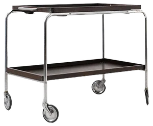 Art Deco Bar Cart with Dark Wood Trays