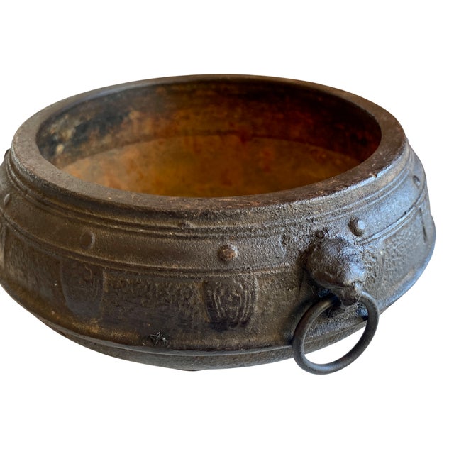 Japanese Antique Japanese Cast Iron Tripod Censer With Zoomorphic Ring Handles For Sale - Image 3 of 7