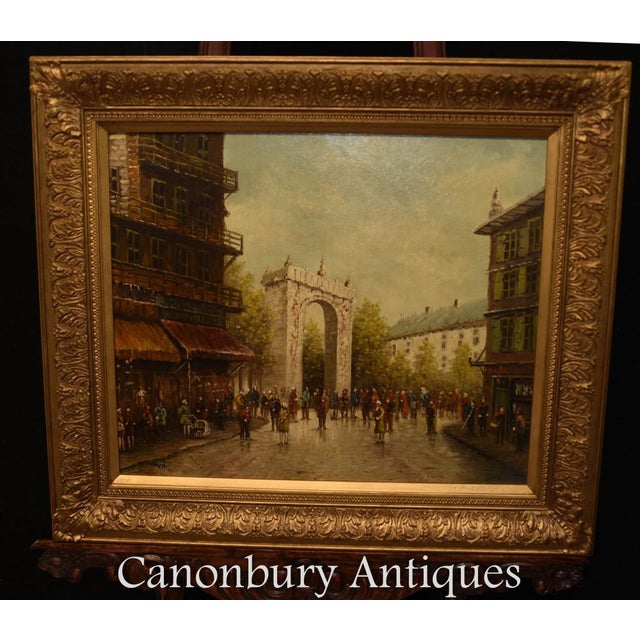 Italian Artist, Triumphal Arch Cityscape, 1980s, Oil Painting, Framed For Sale - Image 4 of 12