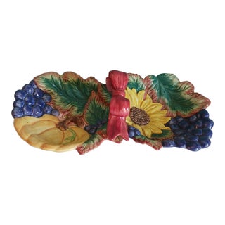 Vintage "Thanksgiving Banquet" by Fitz and Floyd 1993-98 Relish Dish For Sale