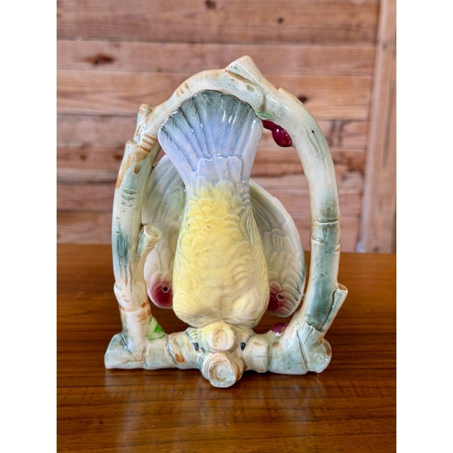 Mid 20th Century Vintage Japanese Majolica Style Parrot Vase For Sale - Image 5 of 11