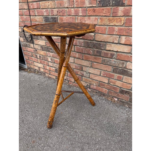 19th Century 19th Century Decoupage Bamboo Side Table For Sale - Image 5 of 6