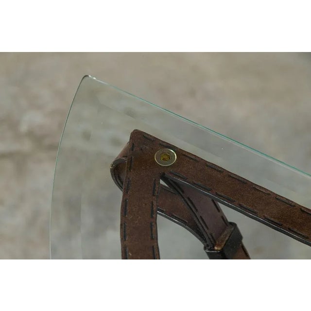 Metal Iron Leather Console Table in the style of Jacques Adnet For Sale - Image 7 of 10