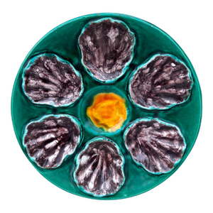 French Majolica Oyster Plate Bavent, Circa 1920