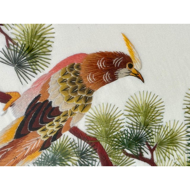 Pair Chinese Signed Embroidered Suzhou Silk Framed Paintings For Sale - Image 10 of 17