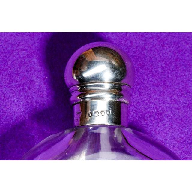19th Century Wonderful Antique Round Crystal Victorian Perfume Flask With Sterling Silver Cap Monogram JLC Home Decor Collectible For Sale - Image 5 of 13