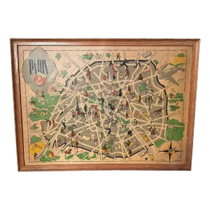 Paris Art Deco Cartoon Style Map From 1949
