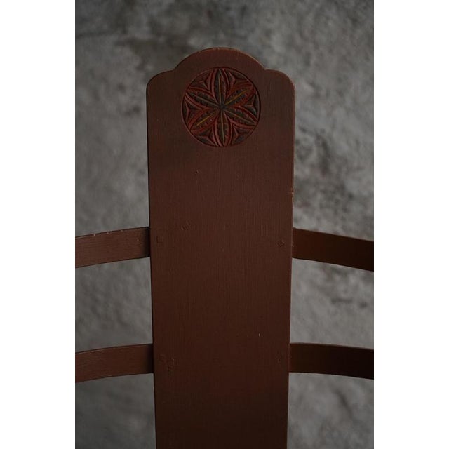 1920s Scandinavian Folk Art Wooden Armchairs with Hand-Carved Motifs, 1920s, Set of 2 For Sale - Image 5 of 18