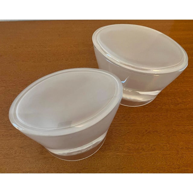 Pair of Oval Frosted Lidded Glass Boxes For Sale In Los Angeles - Image 6 of 10