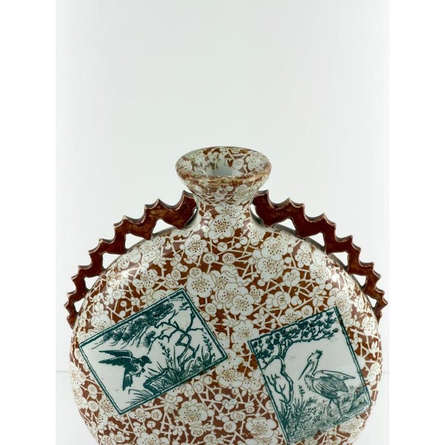 Green Aesthetic Movement Japonisme Moon Flask from Franz Anton Mehlem, Germany, 1865 For Sale - Image 8 of 10