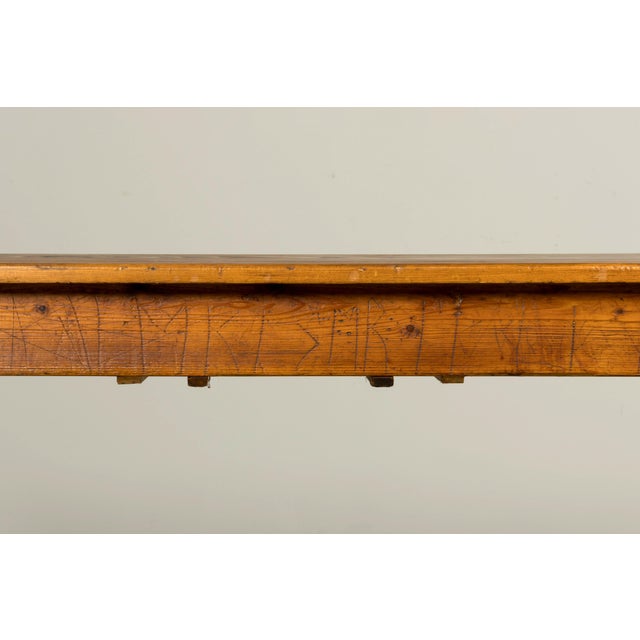 Late 19th Century French Rustic Farmhouse Pine Three-Drawer Writing Table For Sale - Image 17 of 18
