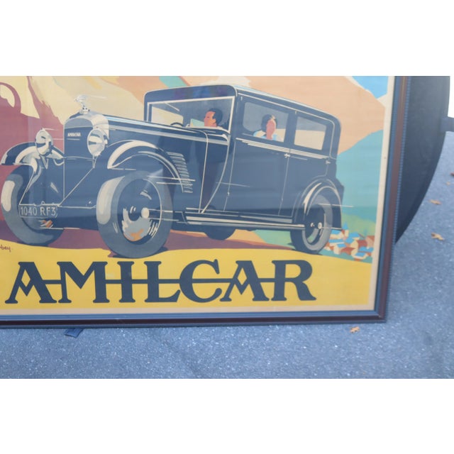 1930s Vintage Framed French Automobile Poster Amilcar by Maurice Barbey 1932 For Sale - Image 5 of 12