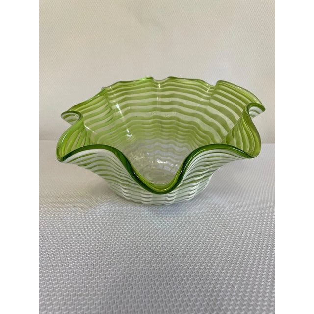 1960s Italian Cased Glass Swirl Ruffle Decorative Bowl For Sale - Image 13 of 13