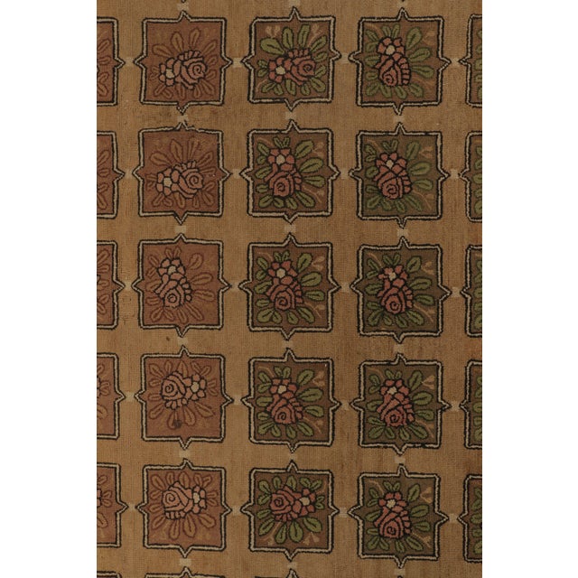 Textile Antique Hooked Wool Rug in Warm Gold by Rug & Kilim, 1920-1929 For Sale - Image 7 of 10