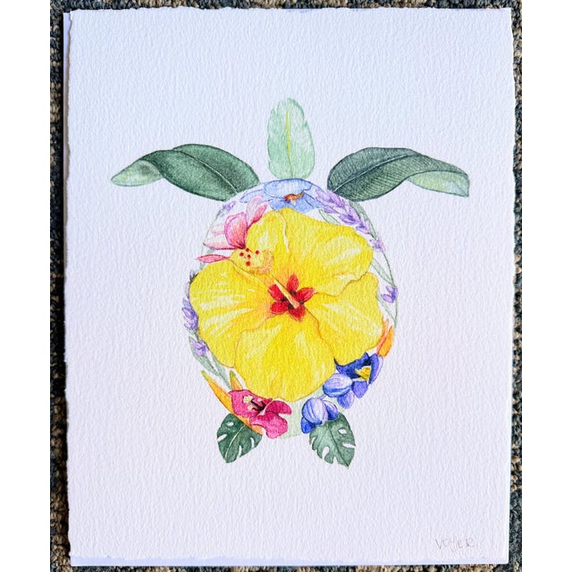 Original signed Sarah Voyer “Sea Turtle” Honu print. Giclée prints on textured watercolor paper. This is a signed print on...
