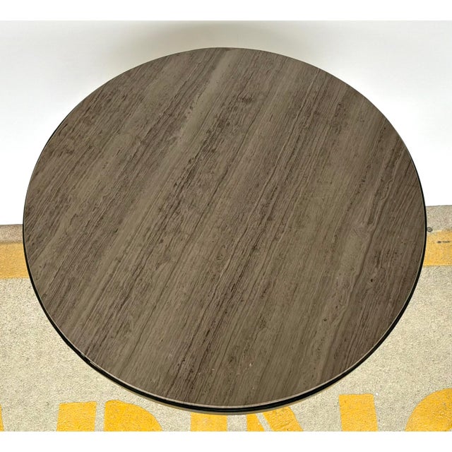 Modern Global Views Modern Large Gray Marble Tripod Accent Table For Sale - Image 3 of 3