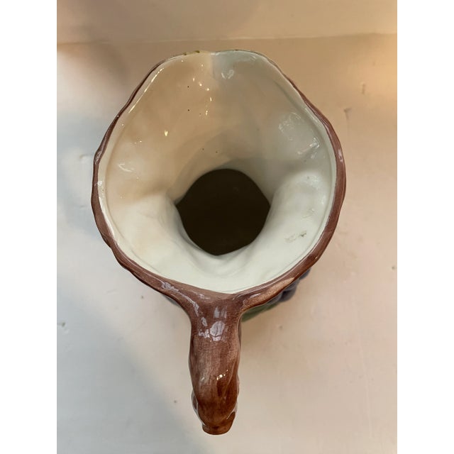 Italian Hand Painted Ceramic Pottery Pitcher With Grapes For Sale - Image 4 of 8