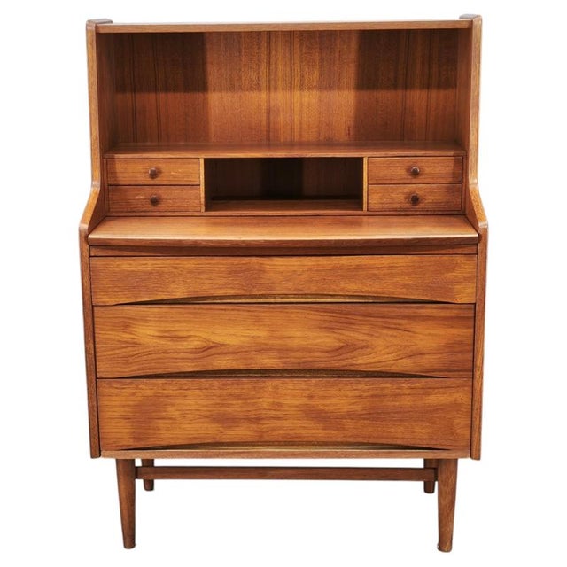 Danish Modern Teak Secretary Writing Desk with Drawers, 1960s For Sale - Image 18 of 18